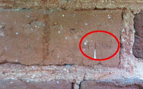 initials stamped into a brick at the old front entrance to Bel Air may stand for Fanny Ewell Weems